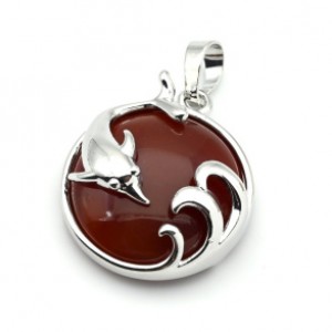 Кулон Дельфин 24*26мм с сердоликом