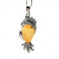 Кулон в металле "Попугай" 15*35мм с сердоликом