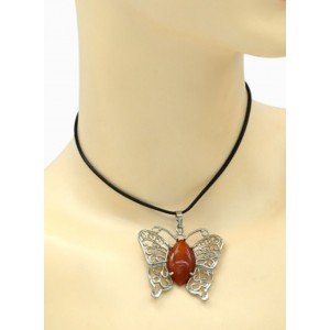 Кулон Бабочка 45*40мм с сердоликом в металле