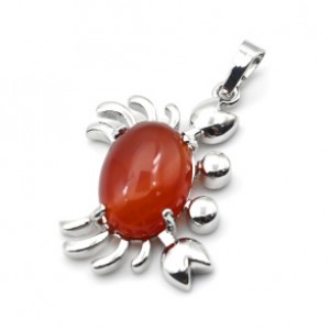 Кулон с сердоликом "Краб" 22*34мм в металле