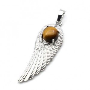 Кулон Крыло Ангела 16*47мм с тигровым глазом