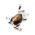 Кулон Лягушка 30*30мм с тигровым глазом