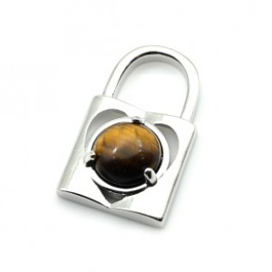 Кулон Замок 16*26мм с тигровым глазом в металле Кулон Замок 16*26мм с тигровым глазом в металле