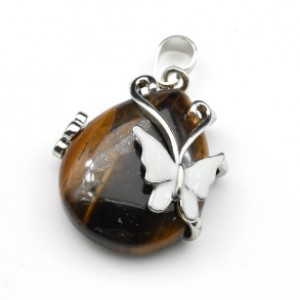 Кулон Капля 24*26мм с тигровым глазом