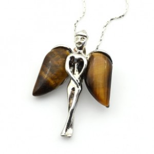 Кулон Ангел 23*34мм с тигровым глазом
