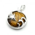 Кулон Дельфин 24*26мм с тигровым глазом Кулон Дельфин 24*26мм с тигровым глазом