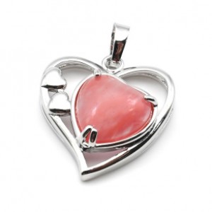 Кулон в виде сердца 27*29мм с халцедоном (иск.)