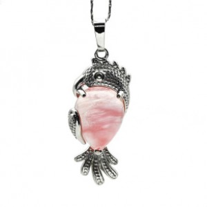 Кулон в металле "Попугай" 15*35мм с халцедоном (иск.)