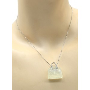 Оригинальная Кулон с халцедоном искусственным в форме сумочки 25*10*27мм цвет мятный (иск.)