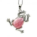 Кулон Лягушка 30*30мм с халцедоном (иск.)
