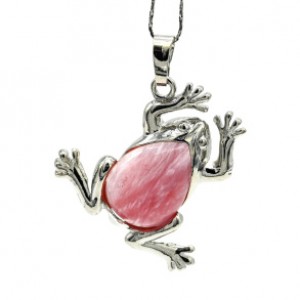 Кулон Лягушка 30*30мм с халцедоном (иск.)