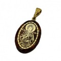 Кулон с янтарем иконка "Святая Мученица Юлия" овал 21*31мм. (иск.)