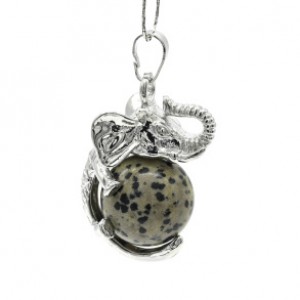 Кулон Слон на шаре 19*33мм с яшмой перепелиной