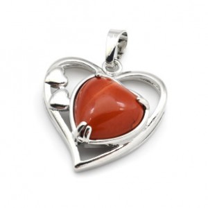 Кулон в виде сердца 27*29мм с яшмой красной