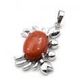 Кулон с яшмой красной "Краб" 22*34мм в металле
