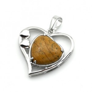 Кулон Сердце 27*27мм с яшмой песочной