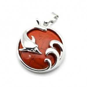 Кулон Дельфин 24*26мм с яшмой красной Кулон Дельфин 24*26мм с яшмой красной