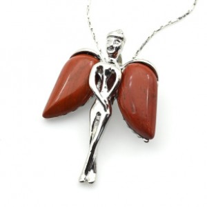 Кулон Ангел 23*34мм с яшмой красной