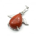 Кулон Капля с крыльями 25*23мм с яшмой красной
