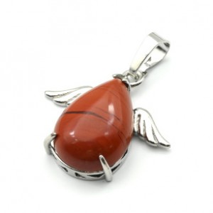 Кулон Капля с крыльями 25*23мм с яшмой красной