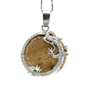 Кулон Дракон 24*23мм с яшмой песочной