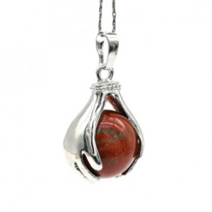 Кулон Шар в ладонях 18*23мм с яшмой красной