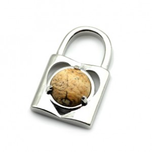 Кулон Замок 16*26мм с яшмой песочной в металле