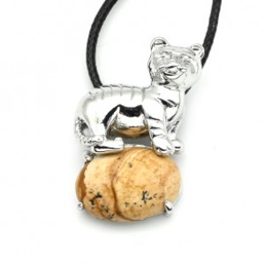 Кулон с яшмой песочной Тигр 23*32мм