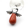 Кулон Ангелочек 27*34мм с яшмой красной