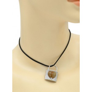 Кулон в виде Замка с сердцем 22*31мм с яшмой песочной в металле