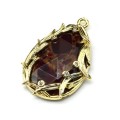 Кулон с камнем варисцит капля 25*35мм, золотистый (иск.)
