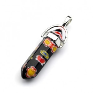 Кристалл - Кулон-маятник из муранского стекла 13*10*41мм цвет черный (иск.)