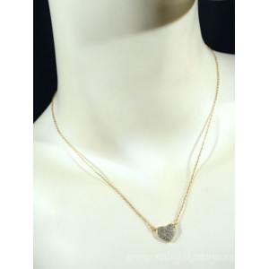 Кулон сердечко со стразами на цепочке цвет золото, 42см (иск.)