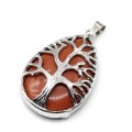 Кулон Дерево на капле 26*39мм с авантюрином (иск.)