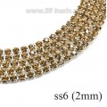 Стразовая цепочка 2 мм (ss6) цвет карамельный/серебристый Тайвань 0,5 метра