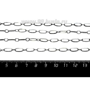 Цепочка нержавеющая сталь (stainless steel) Два размера звеньев Запаянная 10*4, 5*4 мм, овальные вытянутые звенья, 1 метр/упаковка
