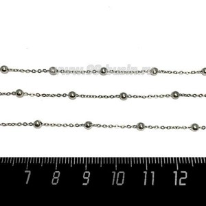 Цепочка нержавеющая сталь (stainless steel) изящная 1,2*1,5 мм с крупными декоративными шариками 3 мм, 1 метр/упаковка