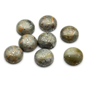 Кабошон из офикальцита с пиритом круг 12*12*5мм