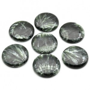 Кабошон из серафинита круг, 27-28*5мм