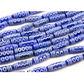 Бусины Дзи "Пять глаз" из агата бочонок 10*30мм, цвет синий, 29см, 10 бусин