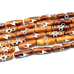 Бусины Дзи "Пять глаз с молнией" из агата матового бочонок 11*30мм, 29см, 10 бусин