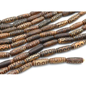 Бусины Дзи "Пять глаз" из агата матового бочонок 10*30мм, 30см, 10 бусин