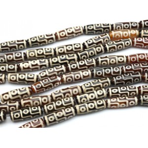 Бусины Дзи "Девять глаз" из агата бочонок 10*30мм, цвет красно-белый, 29см, 10 бусин Бусины Дзи "Девять глаз" из агата бочонок 10*30мм, цвет красно-белый, 29см, 10 бусин