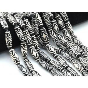 Бусины Дзи "Четыре глаза" из агата бочонок 10*30мм, цвет черный, 30см, 10 бусин Бусины Дзи "Четыре глаза" из агата бочонок 10*30мм, цвет черный, 30см, 10 бусин