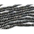 Бусины Дзи "Волна" из агата бочонок 10*30мм, цвет черный, 30см, 10 бусин