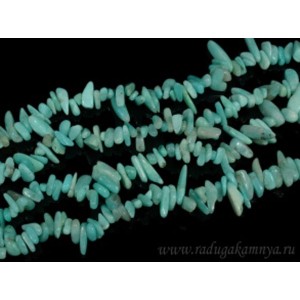 Бусины из амазонита галтовка "рожки", 38см, 117 бусин