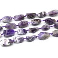 Бусины из аметиста галтовка с гранями 20*30мм, 22см, сет 6 бусин