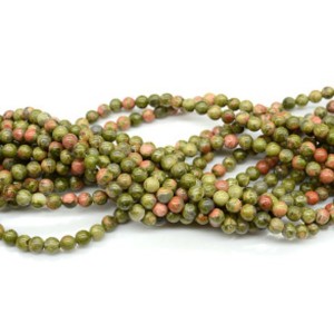 Бусины унакит шарик 6мм, 38см, 61 бусина
