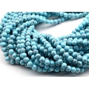 Бусины из бирюзы (имитация) шарик 6мм, 40см, 68 бусин (иск.)