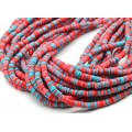 Бусины из каучука Африканские диски 6мм*0,9-1,2мм, цвет бирюзово-красный, 39см (иск.)